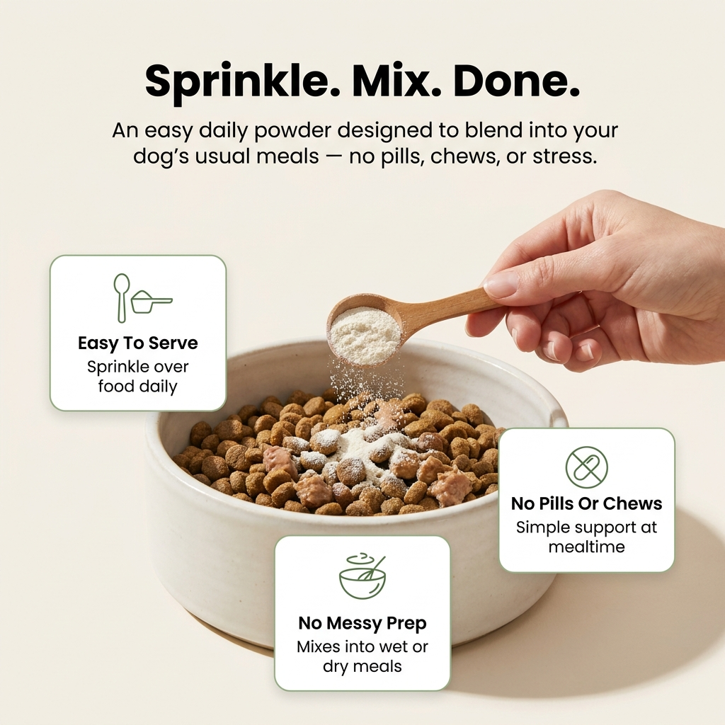 Sprinkle. Mix. Done. Easy daily powder