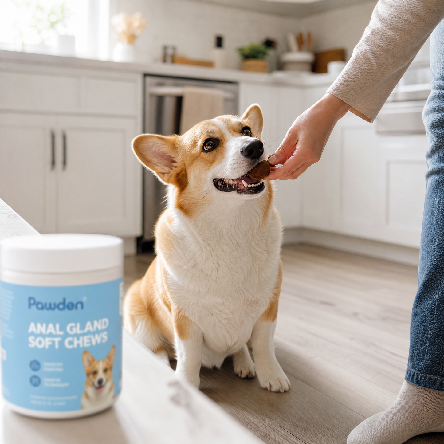 Dog enjoying a Pawden soft chew