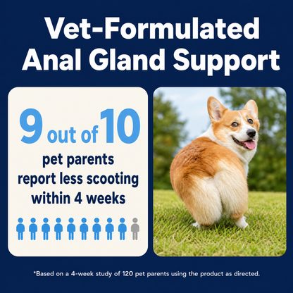 Vet-formulated anal gland support - 9 out of 10 report less scooting