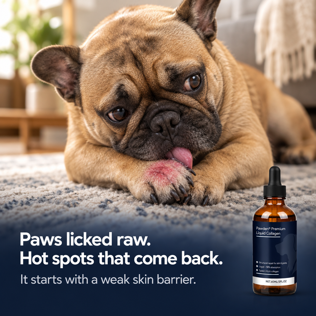 Paws licked raw and hot spots that come back start with a weak skin barrier