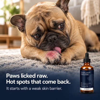 Paws licked raw and hot spots that come back start with a weak skin barrier